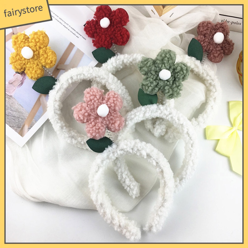 Băng Đô Cài Tóc Rửa Mặt Bằng Vải Bông Hình Hoa Đáng Yêu Cho Nữ