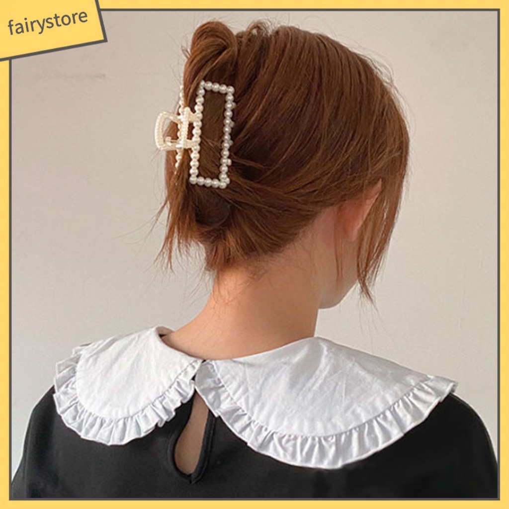 Kẹp Tóc Càng Cua Lớn Đính Ngọc Trai Giả Thanh Lịch Cho Nữ