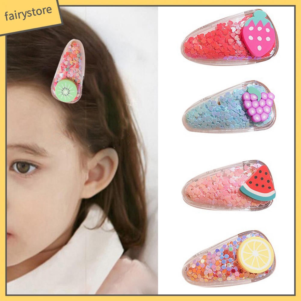 Kẹp Tóc Mái Bằng Sequin Họa Tiết Trái Cây Thời Trang Cho Bé Gái