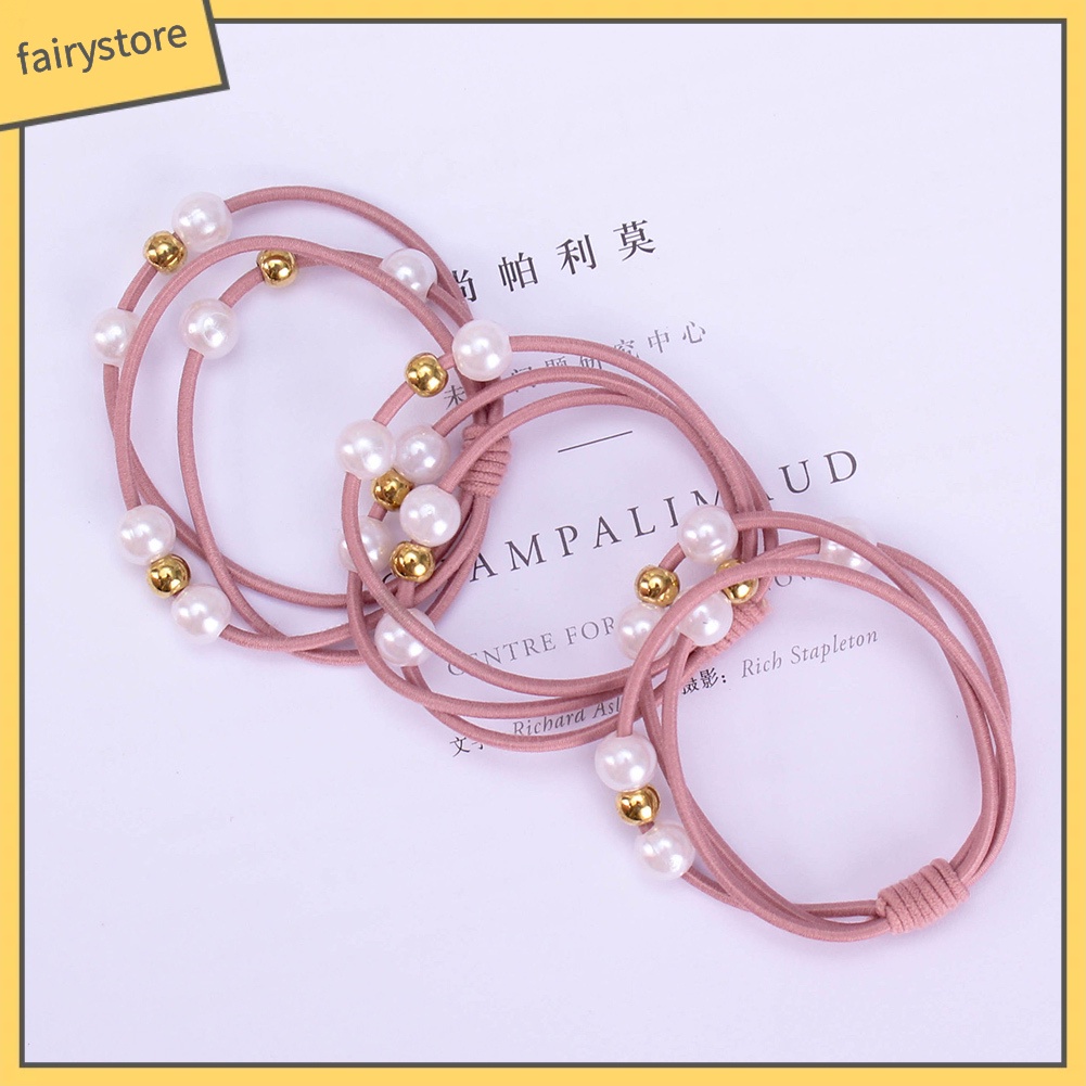 Dây Cột Tóc Co Giãn Đính Ngọc Trai Giả Dễ Thương Cho Nữ