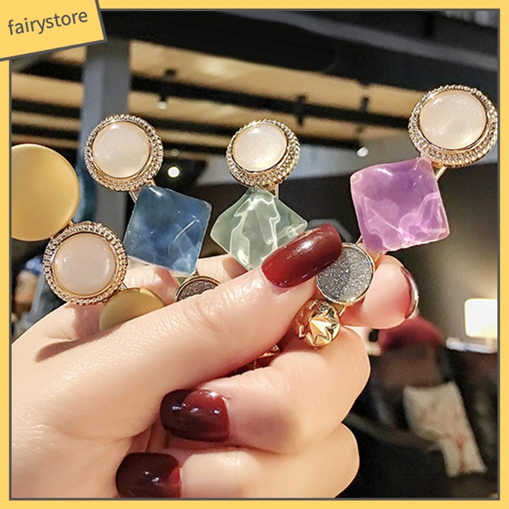 Kẹp Tóc Hình Tròn / Vuông Thời Trang Cho Nữ