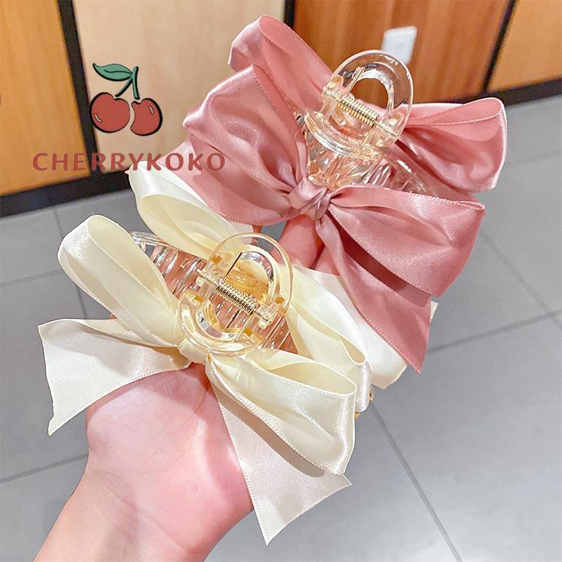 🍒🍒CHERRYKOKO Kẹp tóc càng cua đính nơ ruy băng phong cách Hàn Quốc đơn giản thời trang dành cho nữ
