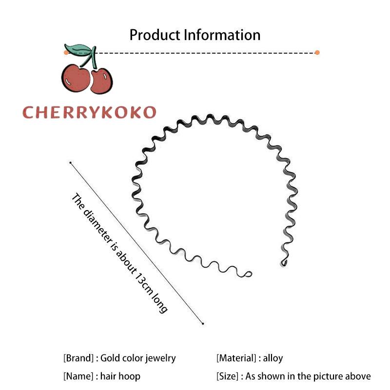 🍒🍒CHERRYKOKO Băng đô cài tóc bằng kim loại màu đen hình gợn sóng chống trượt cho cả nam và nữ