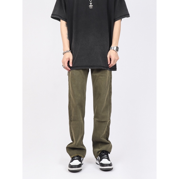 Quần Dài Dáng Suông Rộng Phối Túi Phong Cách Retro Dành Cho Nam Giới