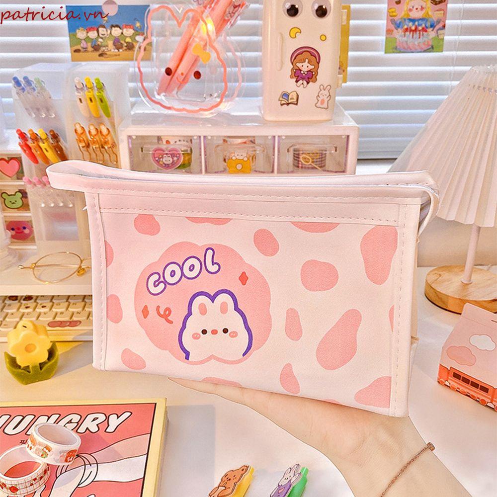 Túi Đựng Bút Chì / Mỹ Phẩm Chống Thấm Nước Đa Năng In Họa Tiết Bò Sữa Dễ Thương