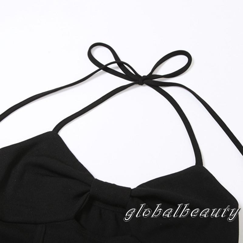 Áo Liền Quần Tam Giác Không Tay Họa Tiết Hoa 3D Màu Trơn Ôm Dáng Cho Nữ