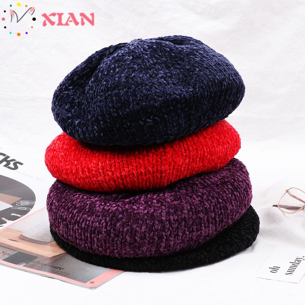 Mũ Beret Vải Chenille Giữ Ấm Thoáng Khí Thời Trang Xuân Đông Cho Nữ