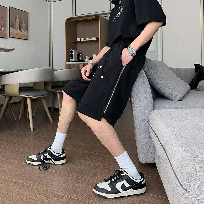 Quần Lửng Thể Thao Dáng Rộng Màu Đen Thời Trang Mùa Hè Cá Tính Cho Nam