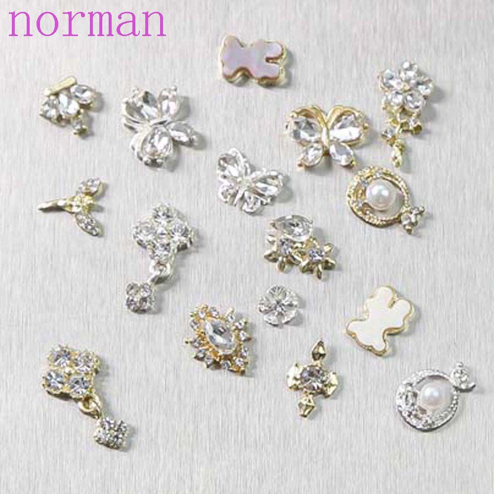 Miếng Dán Trang Trí Móng Tay Thiết Kế Phong Cách NORMAN Độc Đáo|Phụ Kiện Trang Trí Móng Tay Hình Gấu Và Hoa 3D Thời Trang