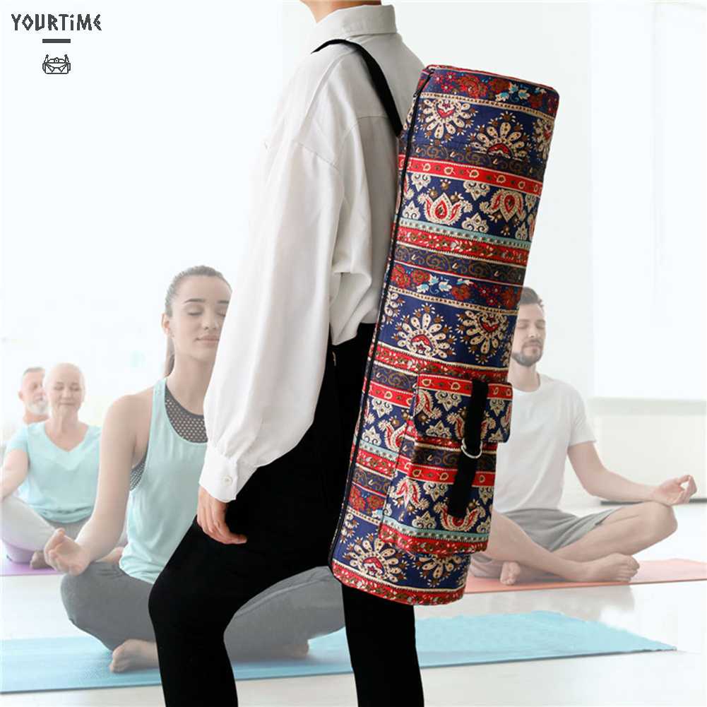 Túi Đựng Thảm Tập Yoga Bằng Vải Bạt In Họa Tiết Thời Trang Có Túi Đựng Cho Nam &amp; Nữ