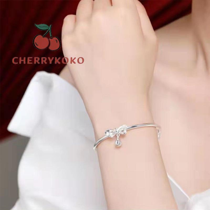 🍒🍒CHERRYKOKO Vòng Đeo Tay Bạc Đính Chuông Nơ Ngọt Ngào Dễ Thương Làm Quà Tặng Cho Bạn Gái/ Bạn Gái