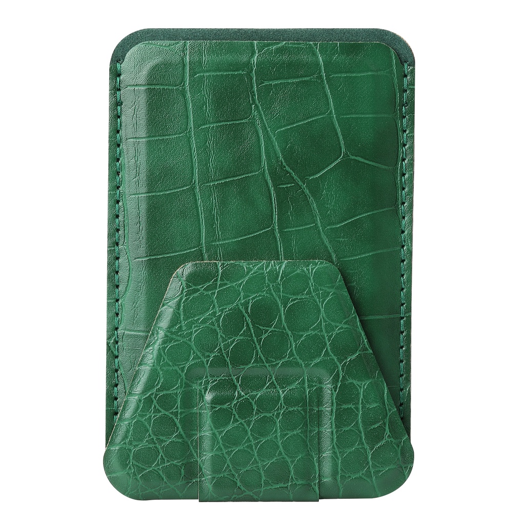 Giá Đỡ Điện Thoại Từ Tính Siêu Mạnh Họa Tiết Da Cá Sấu Có Ngăn Đựng Thẻ Cho iPhone 14 13 12 Pro Max Mini Plus