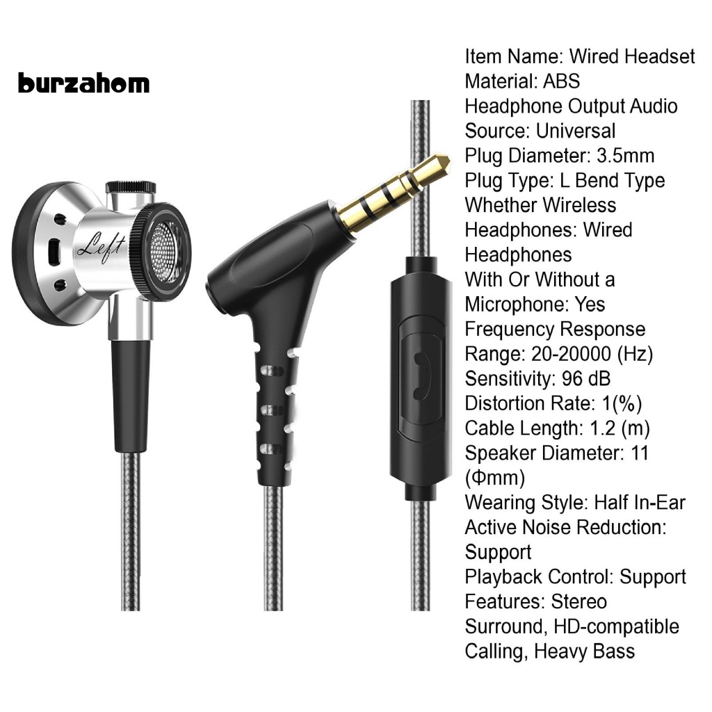 Tai Nghe Nhét Tai Có Dây 3.5mm Bur 20-20000Hz