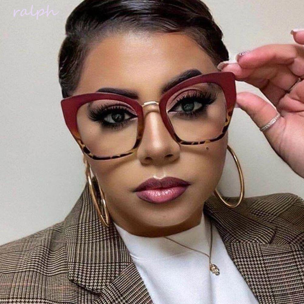 Kính Mát Mắt Mèo Chống Ánh Sáng Xanh In Họa Tiết Da Báo Thời Trang Cho Nữ