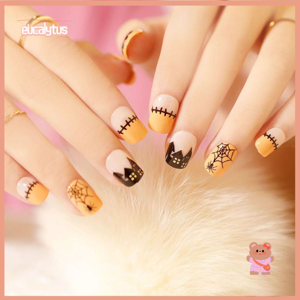 Bộ 24 Móng Tay Giả Hình Vuông Ngắn Phong Cách Pháp