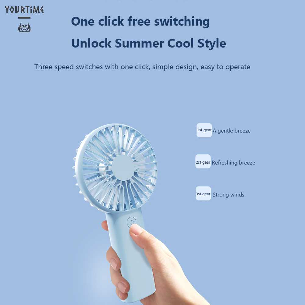 Quạt Mini Cầm Tay 3 Tốc Độ Kèm Sạc USB Tiện Dụng Chất Lượng Cao
