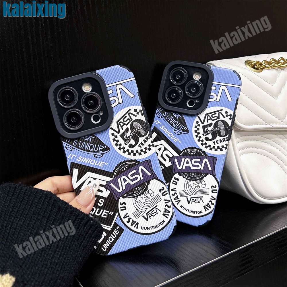 Ốp Điện Thoại Da Mềm Họa Tiết VANS Màu Xanh Dương Cho iPhone 11 12 13 14 Pro Max 14 Plus Xs Max X XR 7 8 Plus