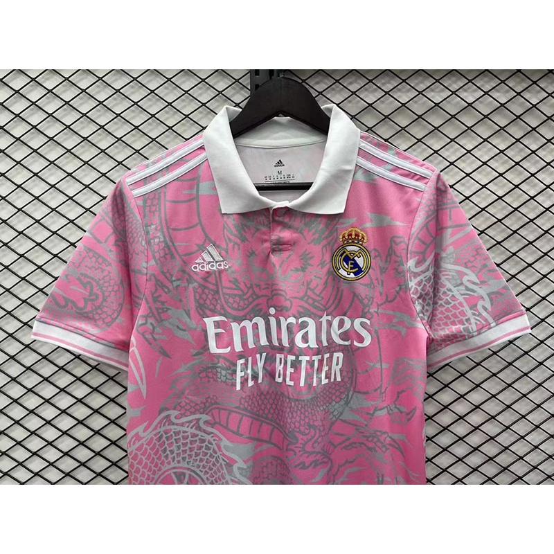 Áo Thun Tập Luyện Câu Lạc Bộ real madrid Màu Hồng In Chữ real madrid Mẫu 2023 Thời Trang Cho Nam # 23 / 24 aaa +