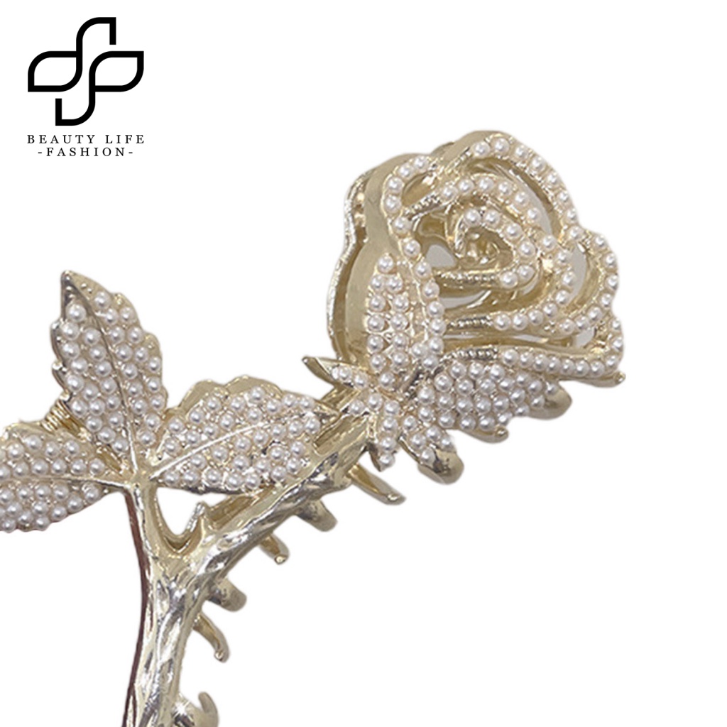 Kẹp Tóc Càng Cua Đính Đá Lấp Lánh Màu Trơn Chống Trượt Có Răng Lược Cài