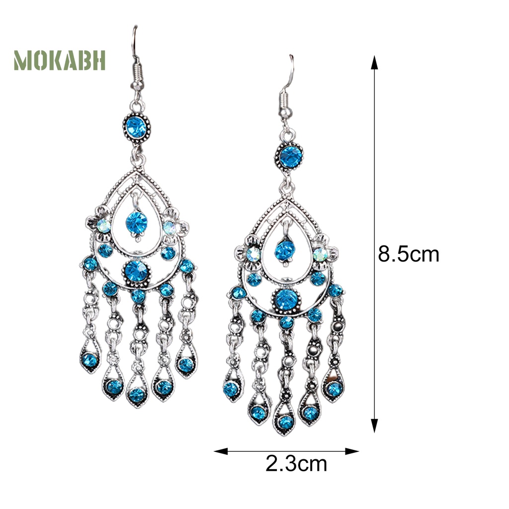 1 Cặp Bông Tai Nhiều Lớp Đính Đá Phong Cách Bohemian Cổ Điển Dễ Phối Đồ