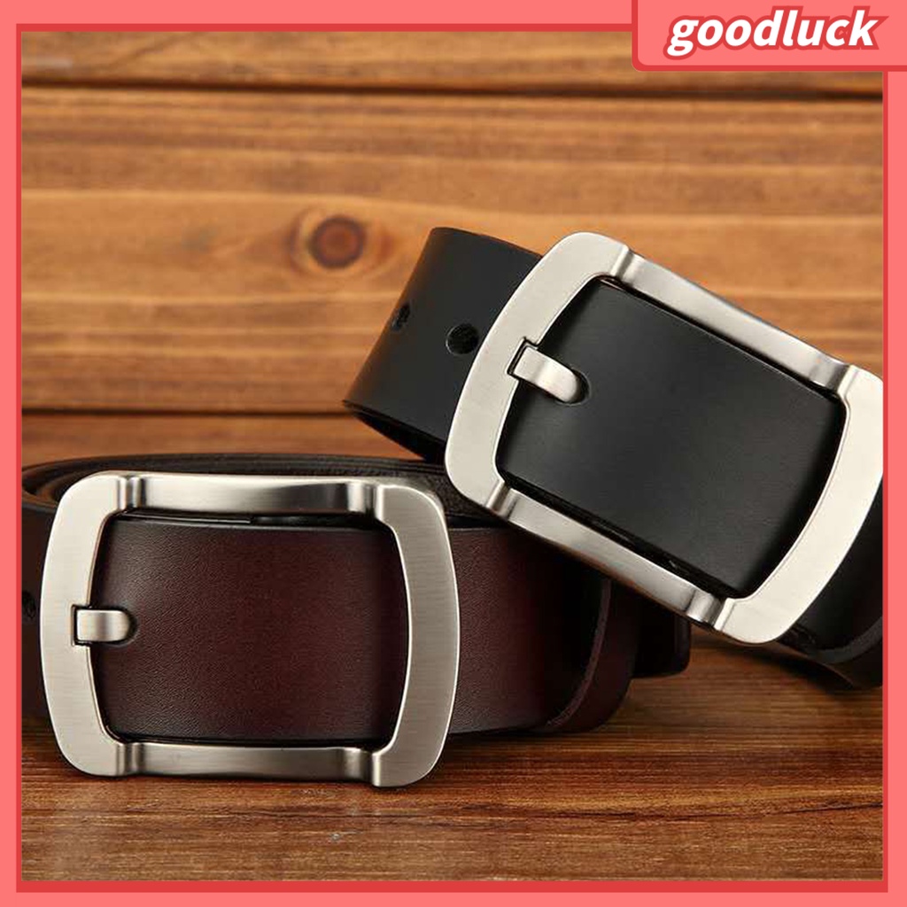 Thắt Lưng Da Giả Dày Màu Trơn Chống Vỡ / Mài Mòn Phong Cách Vintage Cho Nam