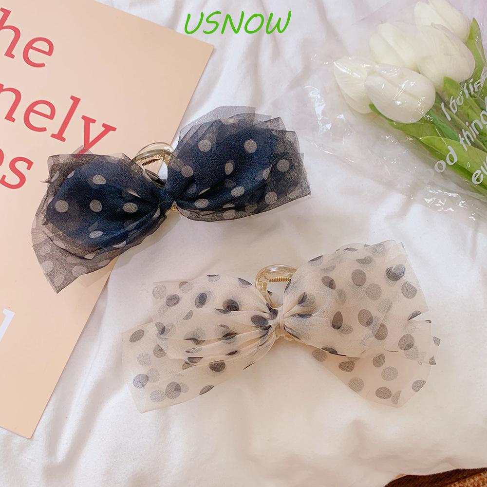 Kẹp Tóc Nơ Lưới Chấm Bi Phong Cách Hàn Quốc Mới Cho Nữ