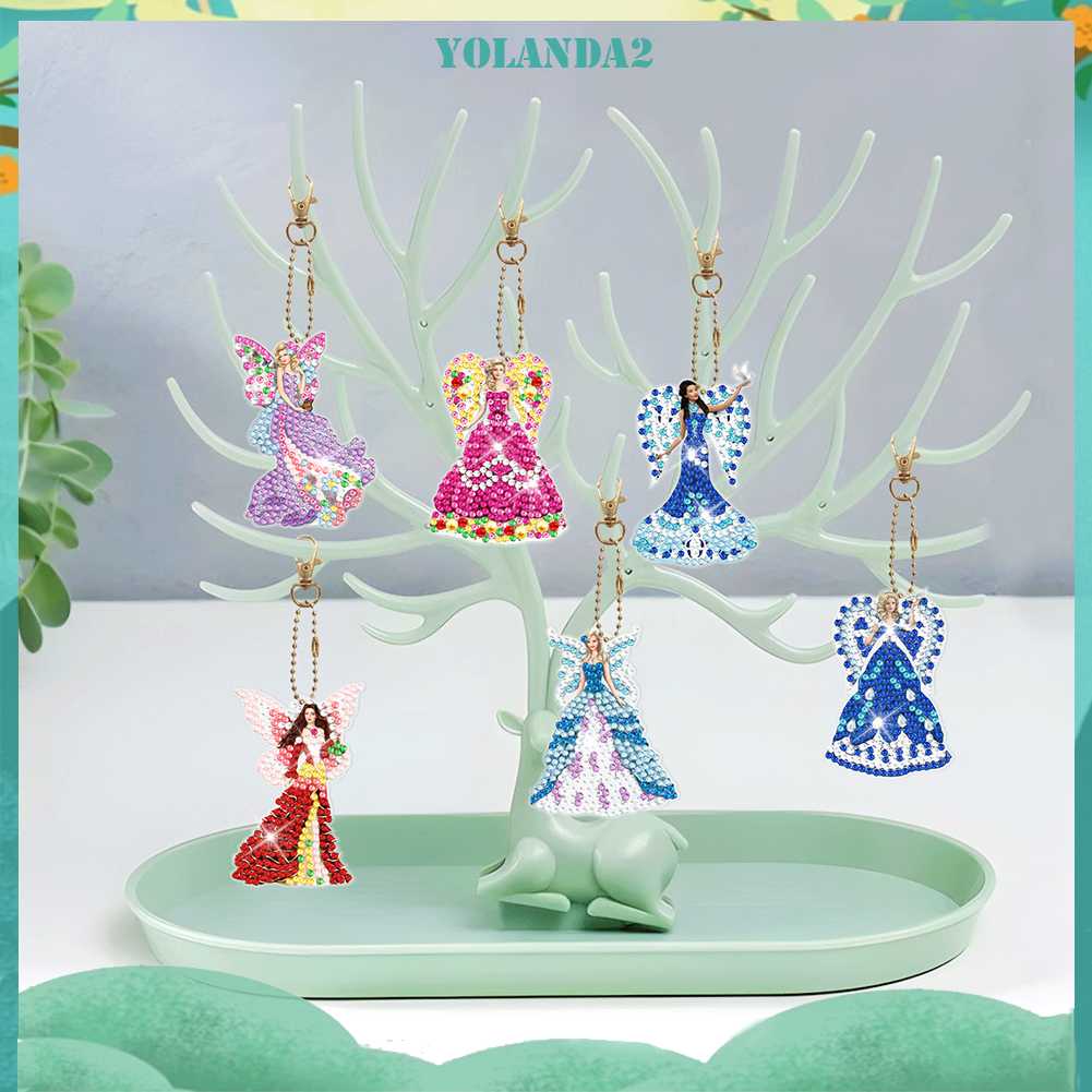 Bộ 6 Móc Khóa Đính Đá Nghệ Thuật Tự Làm