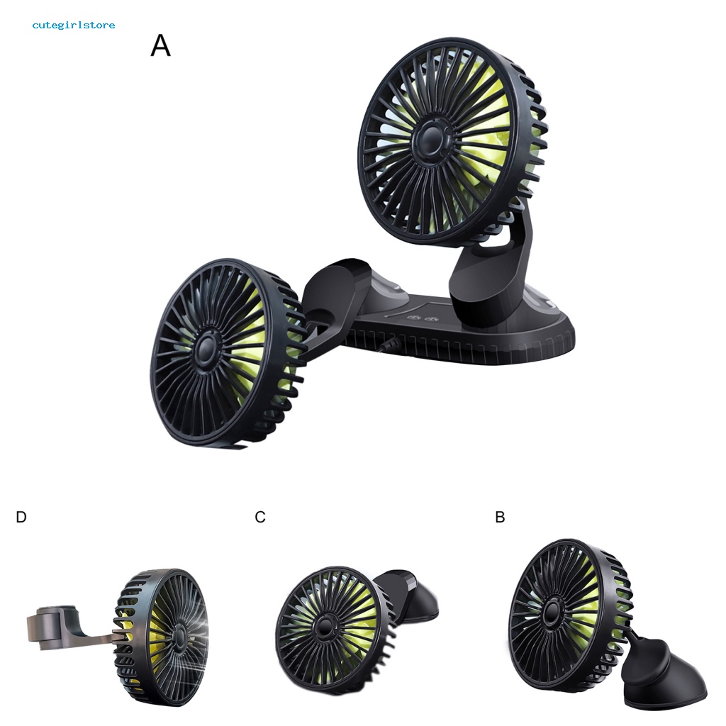 Quạt Sạc USB 360 Độ Hai Đầu Xoay 360 Độ Dễ Thương Cho Xe Hơi