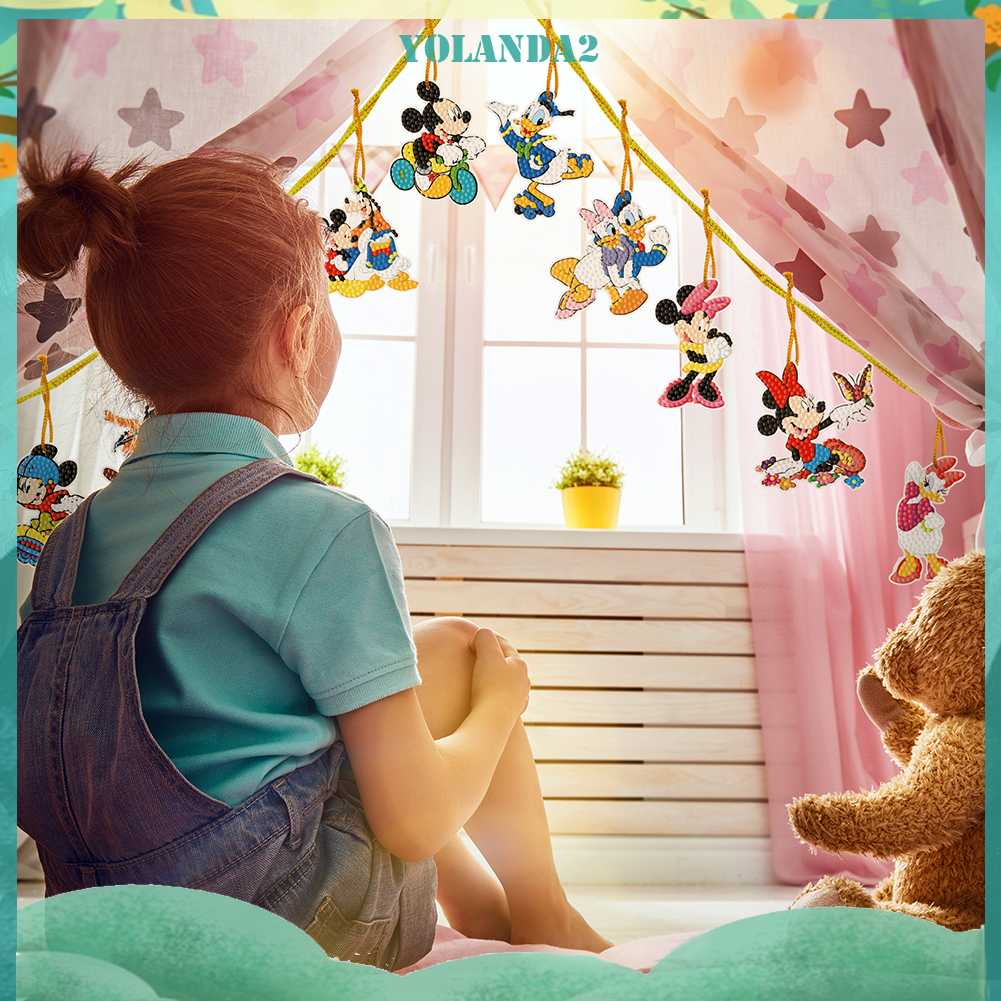 Bộ 10 Mặt Dây Chuyền Kiểu Hoạt Hình Đính Đá Tròn Tự Làm Dễ Thương