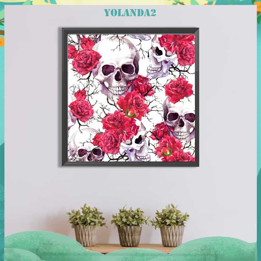 Tranh Đính Đá Kim Cương Toàn Bộ 5D DIY Hình Vẽ Bộ Xương Hoa Hồng