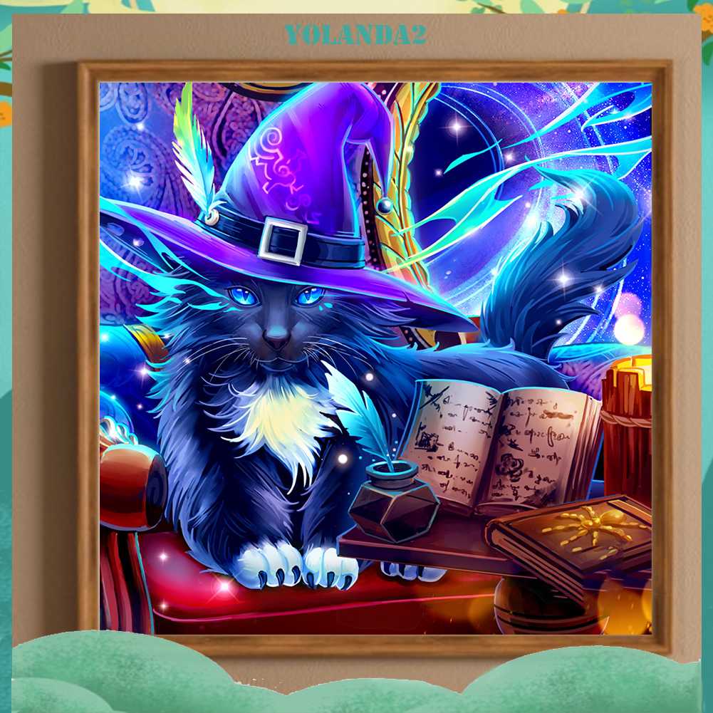 Tranh Đính Đá Kim Cương Toàn Bộ 5D DIY Hình Vẽ Mèo Trang Trí Nhà Cửa