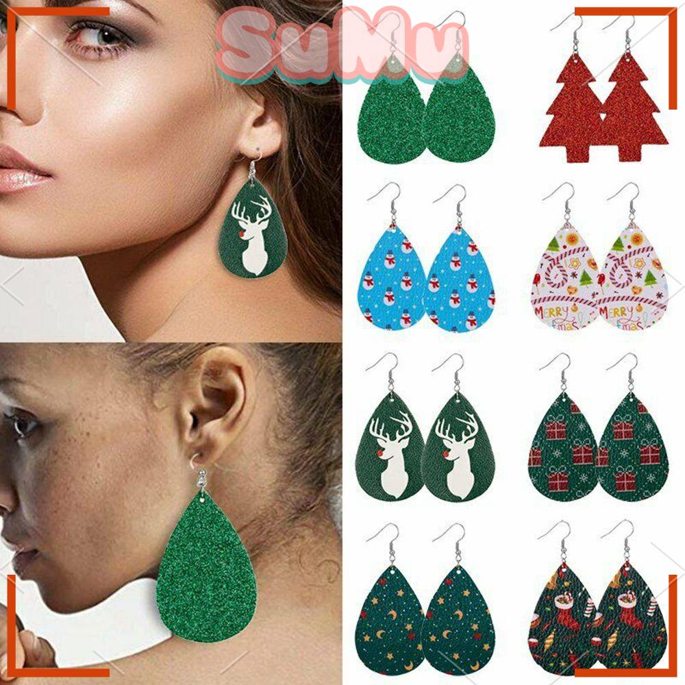 Bông Tai Bằng Da Hình Giọt Nước Thời Trang Dành Cho Nữ