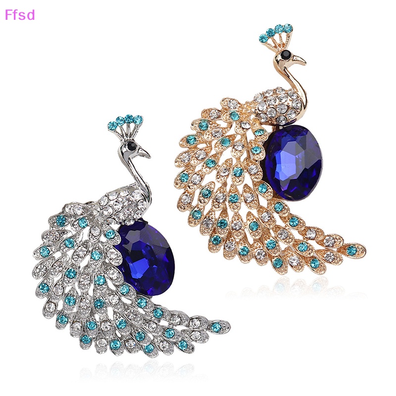 {Ffsd} Ghim Cài Áo Hình Con Công Đính Pha Lê Thời Trang Dành Cho Nữ Dự Tiệc * Bán Chạy