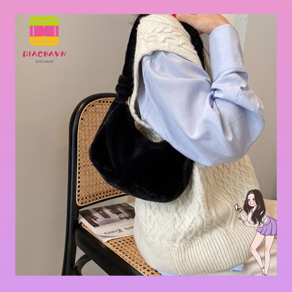 Túi Xách Đeo Vai Phủ Bông Thời Trang Mùa Đông Sành Điệu