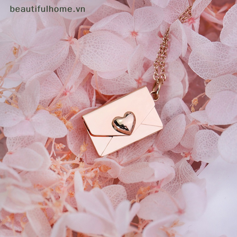 [beautifulhome] Mặt Vòng cổ Dạng Phong Bì Bằng Thép Không Gỉ Hình Trái Tim Sáng Tạo Dành Cho Cặp Đôi [beauty]