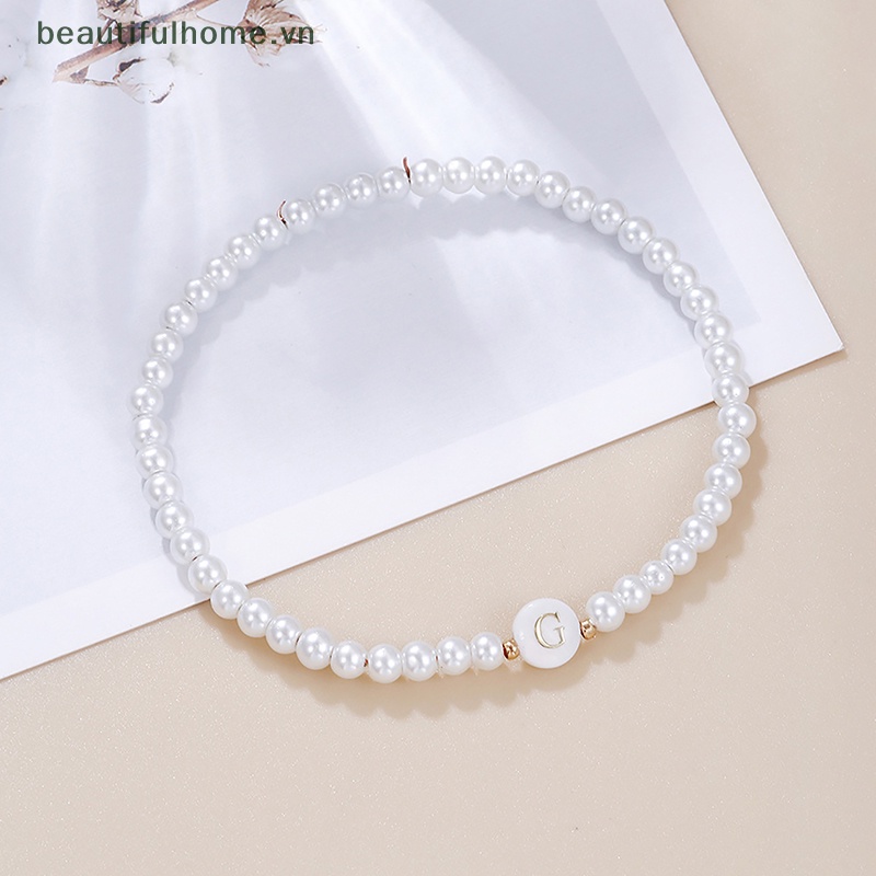 Vòng Tay Chuỗi Hạt Ngọc Trai Mặt 26 Chữ Cái Thời Trang Cho Nữ