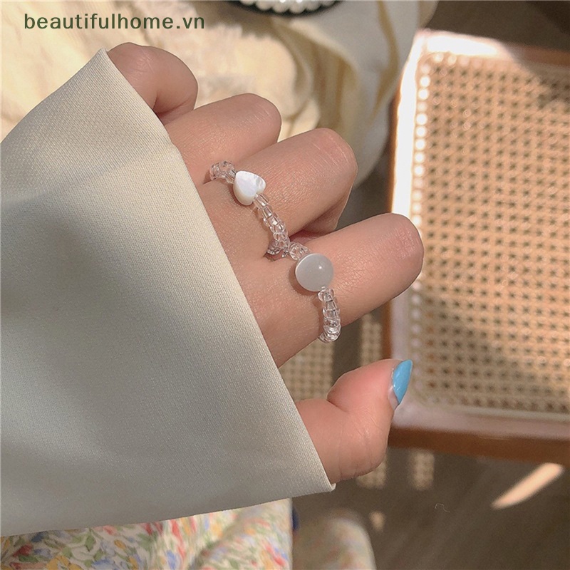 Bộ 2 Nhẫn Đính Đá Opal Hình Trái Tim Dây Điều Chỉnh Được Thời Trang Mùa Hè Hàn Quốc Dành Cho Bạn Nữ [beauty]