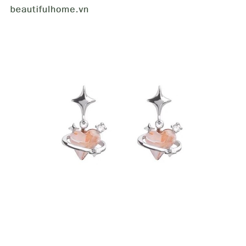 Set 6 Khuyên Tai Kim Loại Dạng Lỏng Đính Đá Opal Màu Hồng Trái Tim Chữ Thập Thời Trang Cho Nữ