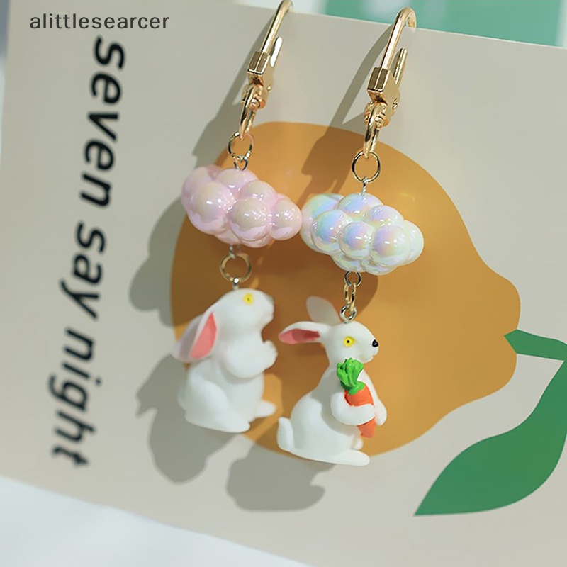 Móc Khóa Resin Mặt Hình Thỏ Và Cà Rốt Tráng Men Dễ Thương Bằng Hợp Kim Cho Cặp Đôi