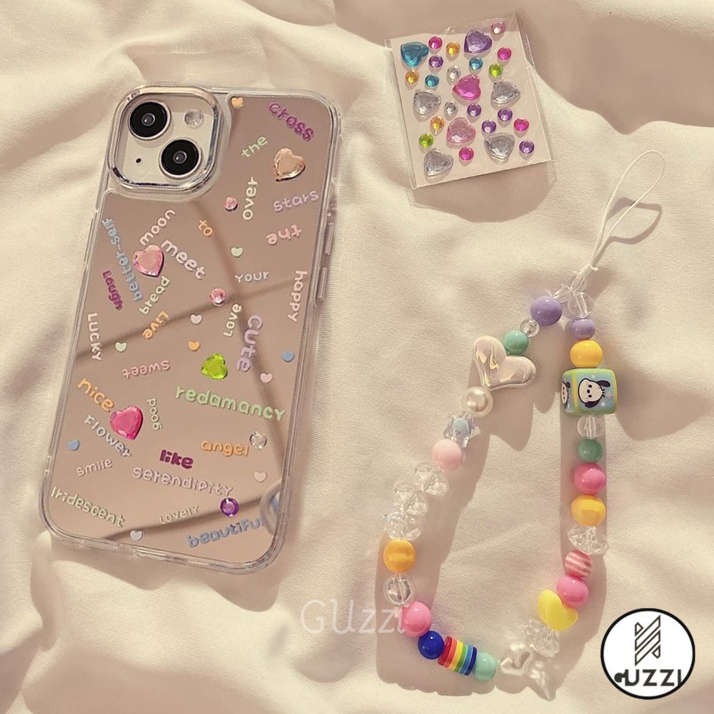 Ốp Lưng Gương Chữ Đầy Màu Sắc Tương Thích Cho Iphone 11 15 14 12 13 Pro Max Xr Xs Vòng Đeo Tay Hạt Tpu Ốp Lưng