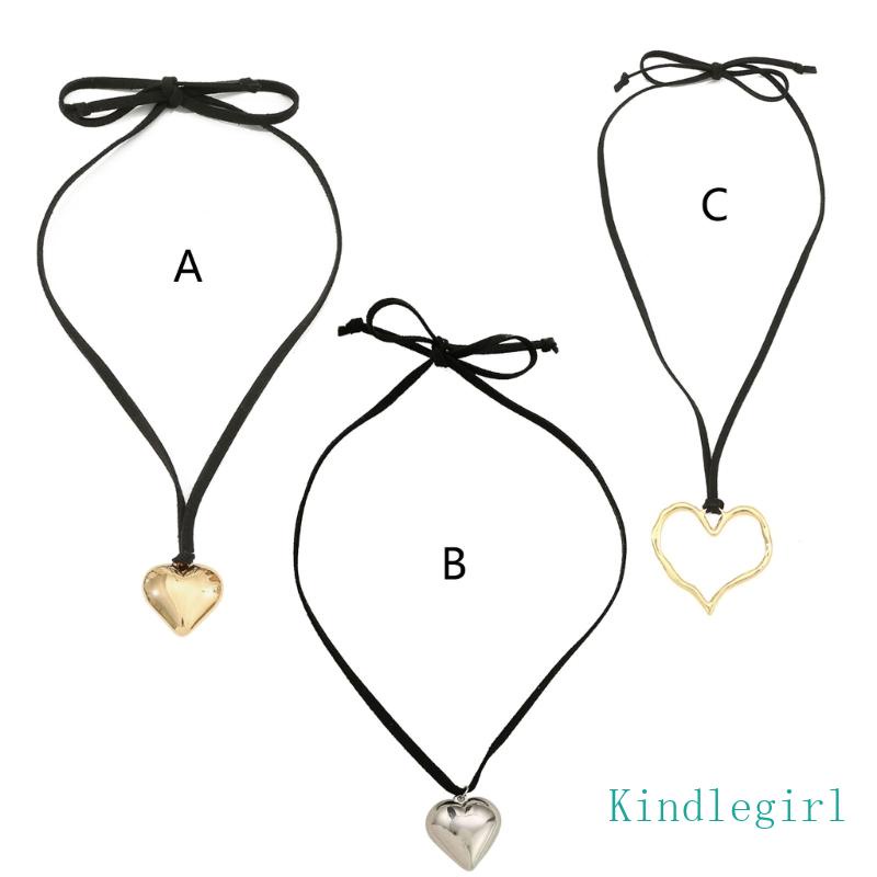 Vòng Cổ Choker Dài Mặt Trái Tim Có Thể Điều Chỉnh Kích Thước Thời Trang