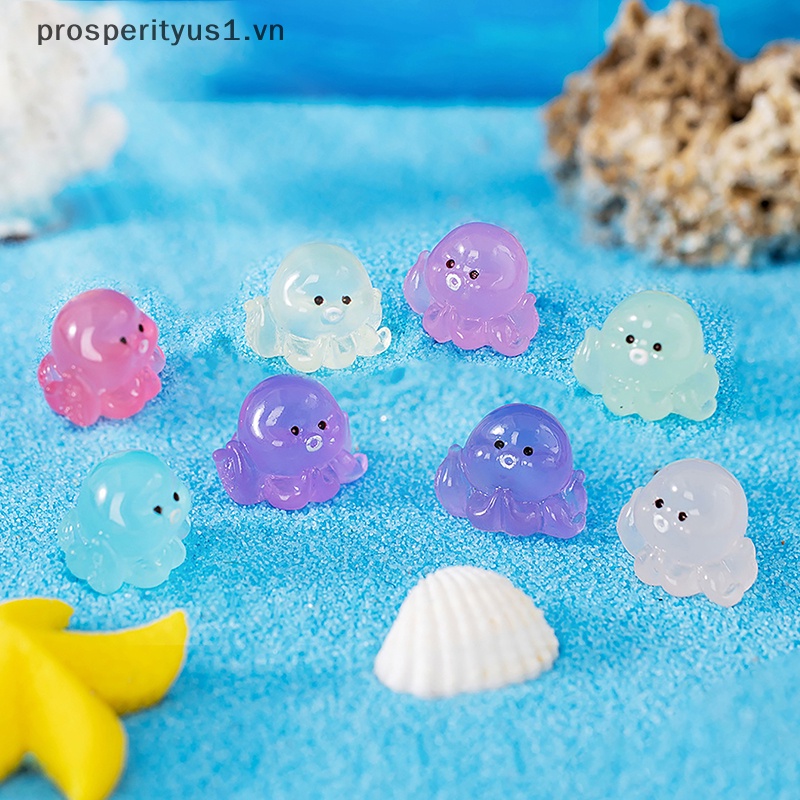 Set 1 / 5 Tượng Bạch Tuộc Dạ Quang Mini Bằng Nhựa Resin Trang Trí Bảng Điều Khiển Xe Hơi / Nhà Cửa DIY