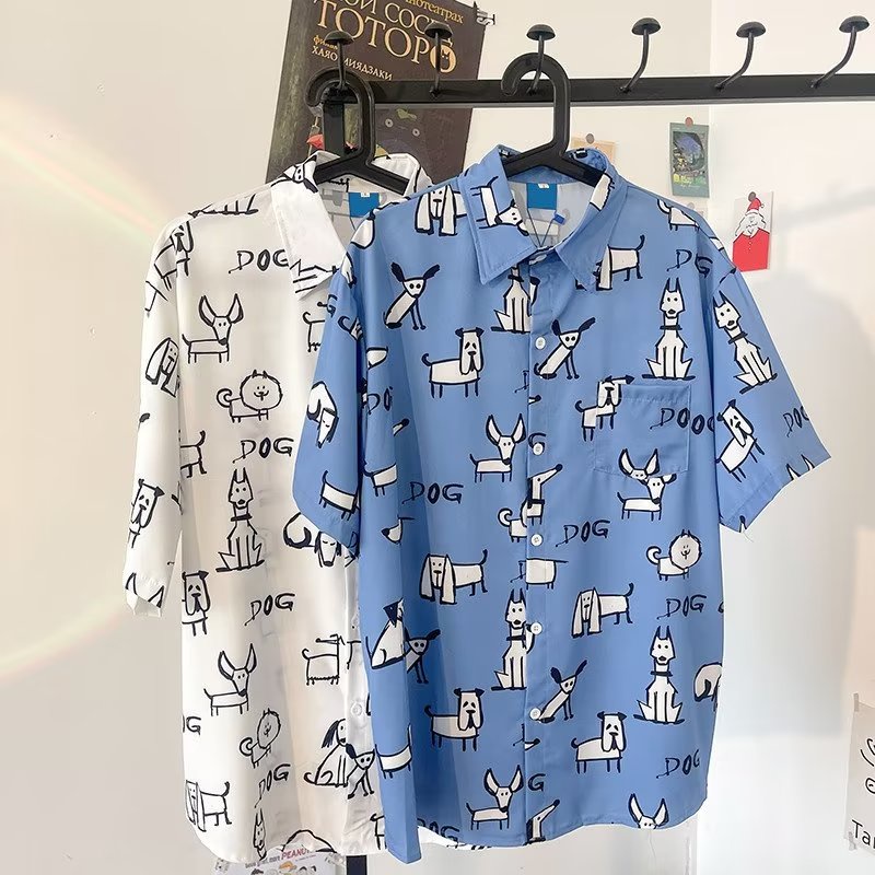 Áo Sơ Mi polo Tay Ngắn Màu Xanh Dương Phong Cách Nhật Bản Thời Trang Mùa Hè Cho Nam