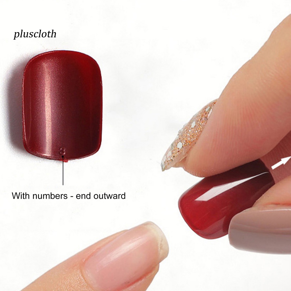 1 Bộ Móng Tay Giả Màu Lì Và Kim Sa Lấp Lánh Có Thể Tháo Rời