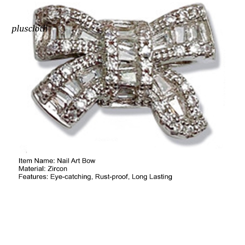 < Pluscloth > Phụ Kiện Trang Trí Móng Tay Nghệ Thuật Hình Nơ Ba Chiều Sáng Bóng Cao Cấp Màu Bạc / Vàng Sáng Bóng Sang Trọng DIY