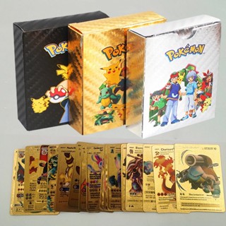 55 Chiếc Thẻ Pokemon Kim Loại Vàng Vmax GX Thẻ Năng Lượng Charizard Pikachu Rare Collection Battle Trainer