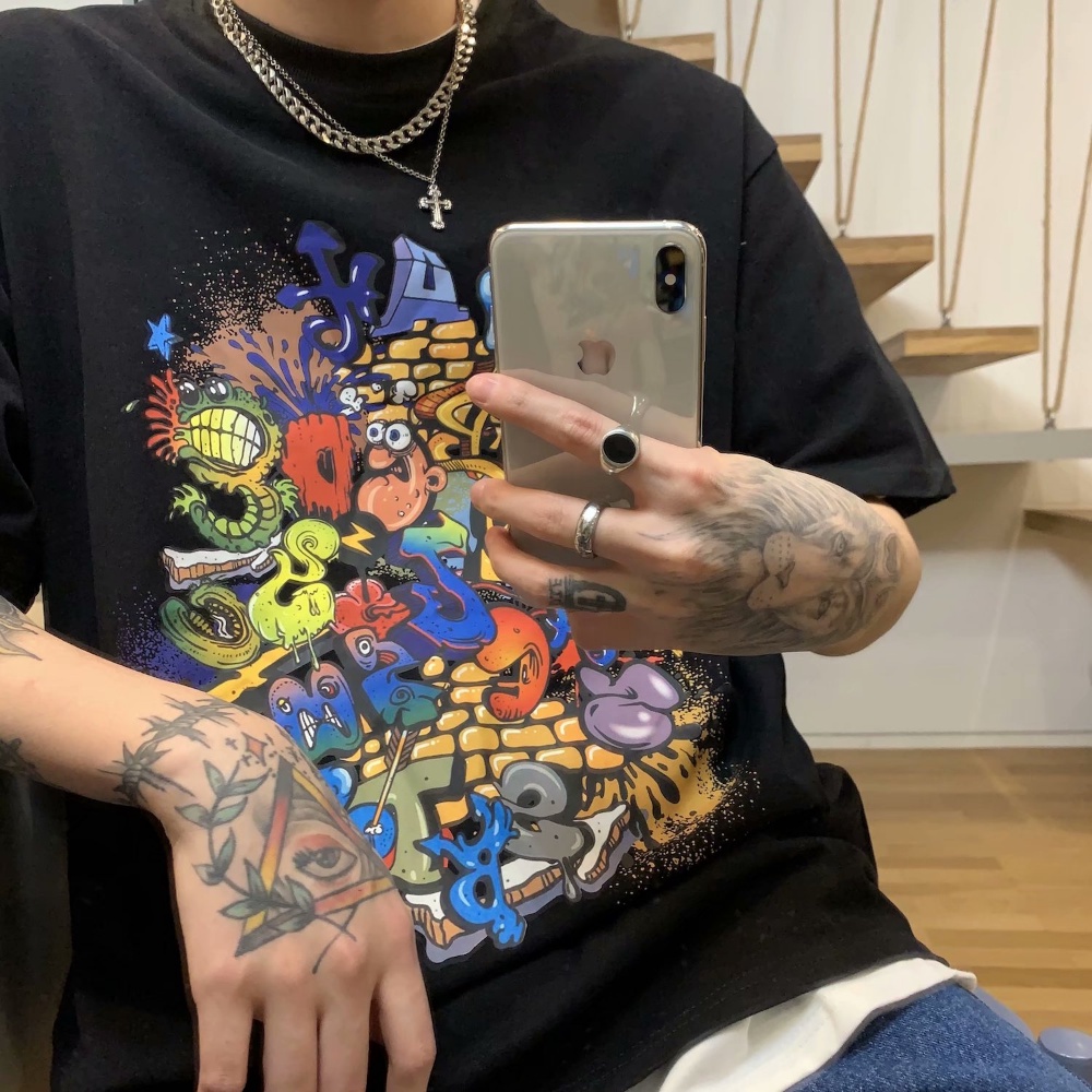 Áo Thun Ngắn Tay In Họa Tiết Hoạt Hình Thời Trang Dành Cho Cả Nam Và Nữ