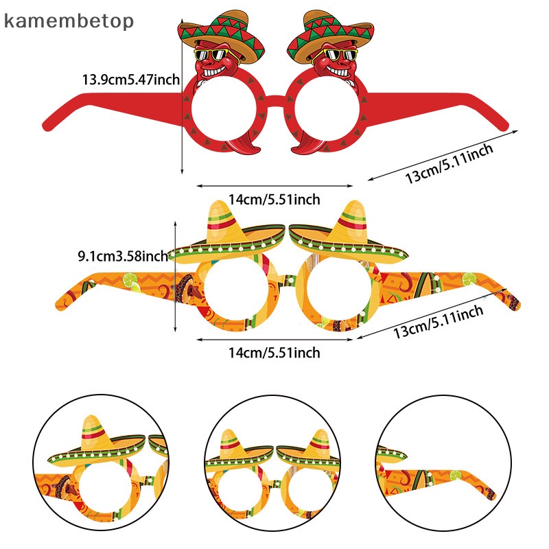 1 Bộ Phụ Kiện Chụp Ảnh Gồm Nón Mắt Kính Và Băng Đô Giấy Chủ Đề Mexico