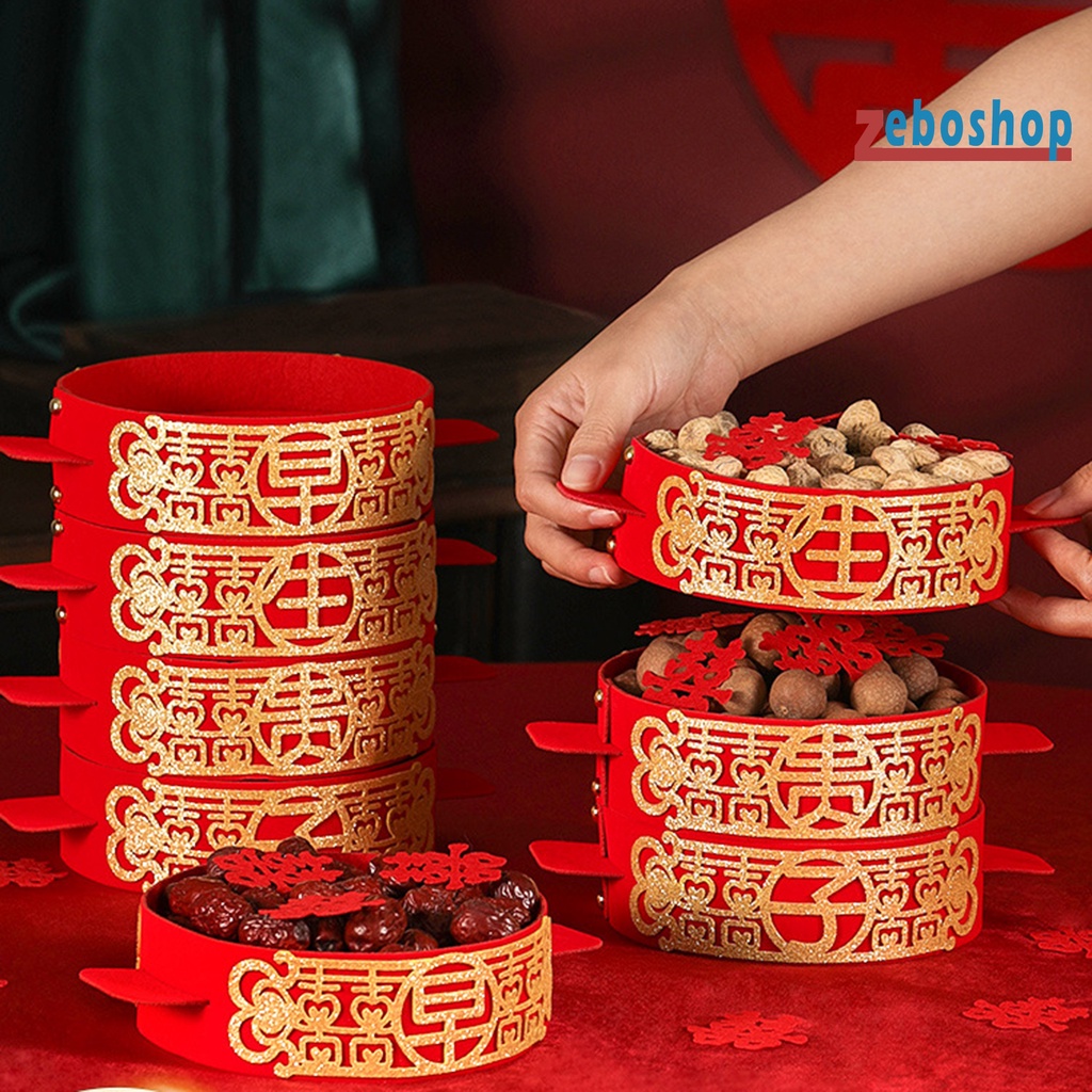 Giỏ Hấp Bánh Bao Bằng Vải Không Dệt Màu Đỏ Phong Cách Trung Hoa Chống Mài Mòn Tiện Dụng