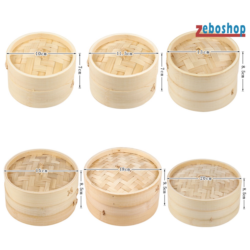 Rổ Hấp Bánh Bao Bằng Gỗ Tre Có Nắp Đậy Tiện Dụng